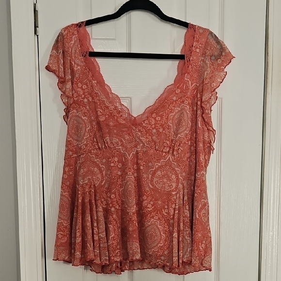 Torrid Pink Flutter Sleeve Smocked Peplum Top - Picture 6 of 12